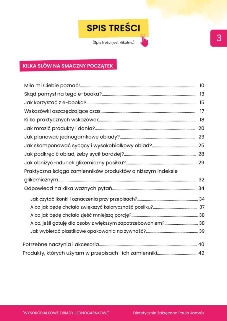 Wysokobiałkowe obiady spis treści 1